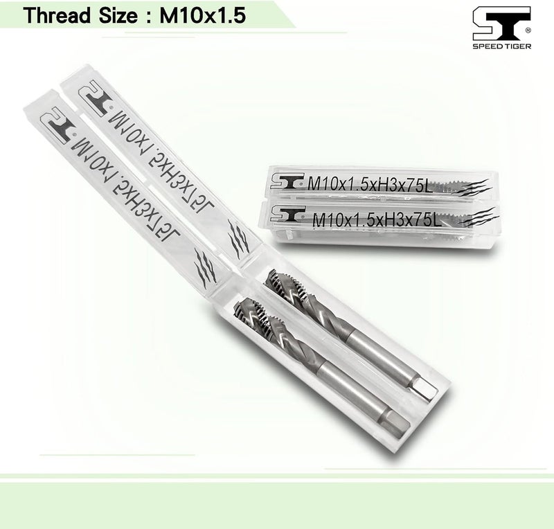 SPEED TIGER TSM_M10x1.5 HSS Spiral Flute Taps, Metric M10x1.5mm H3 Tolerance, Uncoated 3 Straight Flutes – Made in Taiwan (2 Pieces, M10x1.5) - Image 3